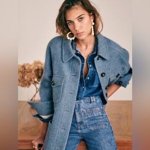 Sezane Blue Joe Coat Size 2